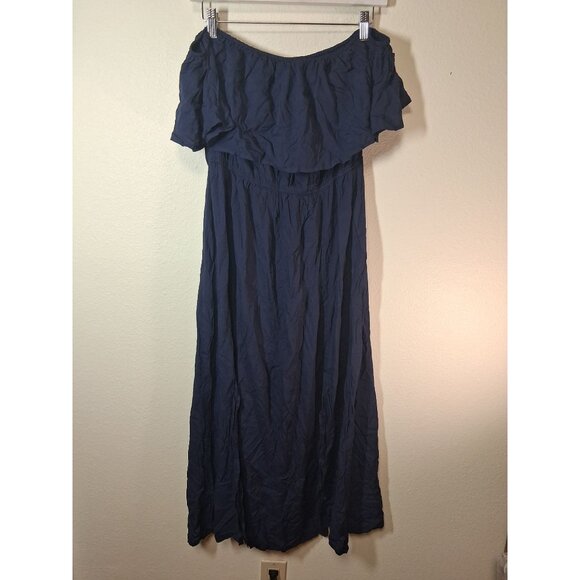 NWT Fun July Dress Boho Off Shoulder Summer Cottage Casual Women's Sz Large Blue - Picture 1 of 8